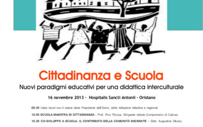 Oristano – Cittadinanza e Scuola. Nuovi paradigmi educativi per una didattica interculturale