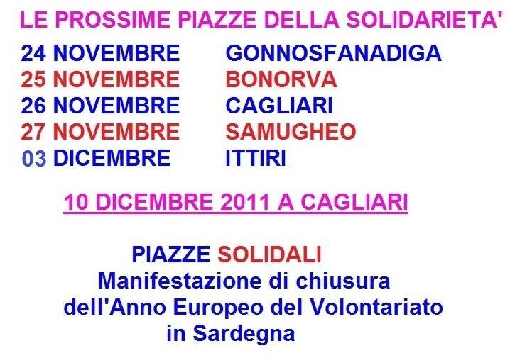 PIAZZE SOLIDALI: il 10 dicembre tutti a Cagliari!