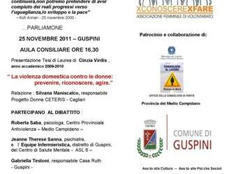 Guspini – La violenza domestica contro le donne: prevenire, riconoscere, agire