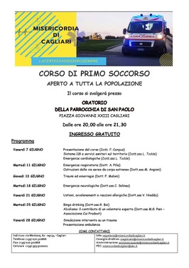 Cagliari – Corso di primo soccorso (aperto a tutta la popolazione)