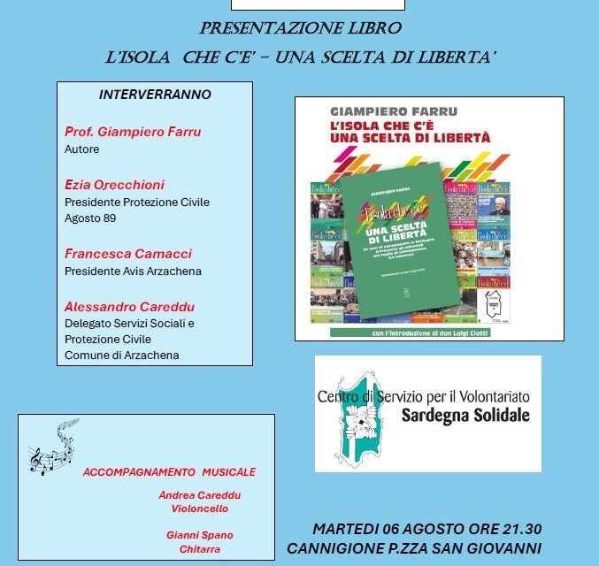 Cannigione/Arzachena – Presentazione del libro “L’Isola che c’è – Una scelta di libertà”